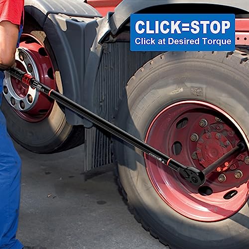 SUERCUP 3/4-Inch Drive Click Torque Wrench, 100-700ft.lb/135.5-948.5Nm | Heavy Duty Torque Wrench, ±3% Accuracy, Dual-Direction Adjustable, 48-Tooth, for Oil Rigs, Truck & Tractor Maintenance - size: 3/4" 100-700Ft.Lb/135.5-948.5N.m