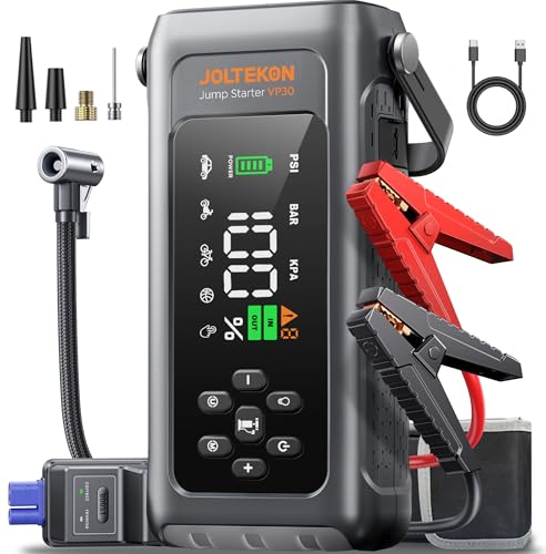 Car Battery Jump Starter with Air Compressor 4500A 150PSI, Car Jumper Starter Portable (9L Gas/8L Diesel), Jump Box Car Battery with Auto-Shutoff Tire Inflator, Jumper Cables and Light
