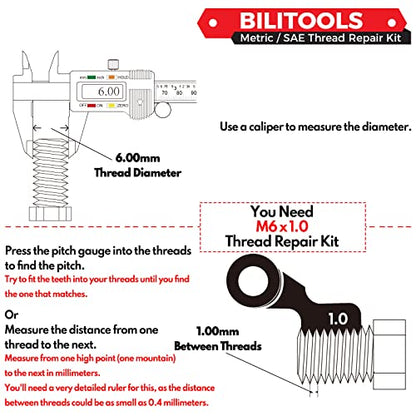 BILITOOLS M10x1.25 Thread Repair Kit, HSS Drill Helicoil Repair Kit Metric - size: M10 x 1.25, style: Metric