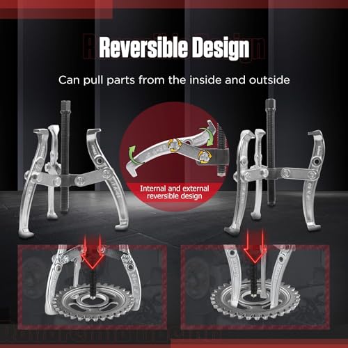 Angchun Gear Puller Set, 3" 4" 6" 8" Bearing Puller Kit Bearing Separator 2 Jaw & 3 Jaw Puller Set with Reversible Jaws Heavy Duty Gear Hub Pulley Puller Tool for Pulley Gear Bearing Flywheel Removal