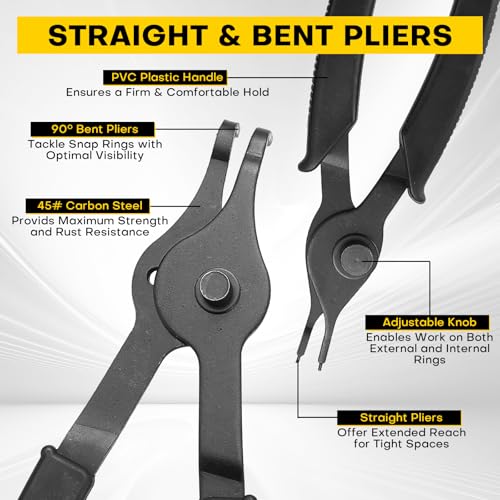 11PCS Snap Ring Plier Set | Internal & External Circlip Removal Tools with Bent & Straight Pliers Hook Pick for Automotive, Motorcycles with Storage Case - color: Blue