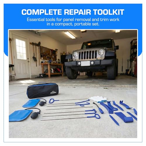 Toughty 17-Piece Repair Tool Set- Compact Stainless Steel Tool Kit with Carrying Tool Bag, Mini Portable Tools for Cars, Motorcycle & Home Repairs