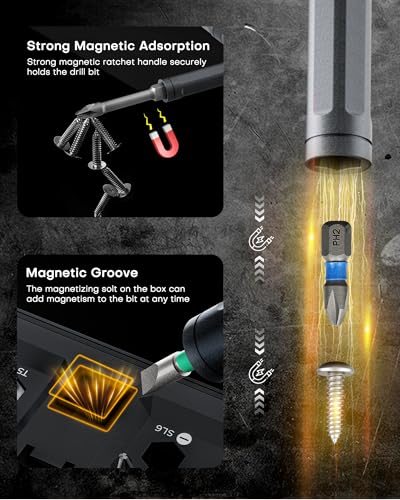 DOZAWA 42 in 1 Magnetic Screwdriver Set, T-Handle Ratchet Kits, S2 Steel | Precision tool set with S2 steel bits for electronics repair, home maintenance & DIY projects, practical gift idea for adults