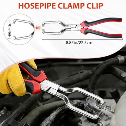 6PCS Fuel Line Pliers Set, Hose Clamp Pliers, Long Fuel Filter Caliper Hose Remover, 30° Disconnecting Plier & Flat Hose Clamp Plier for Water Hose and Automotive Maintenance with Storage Case