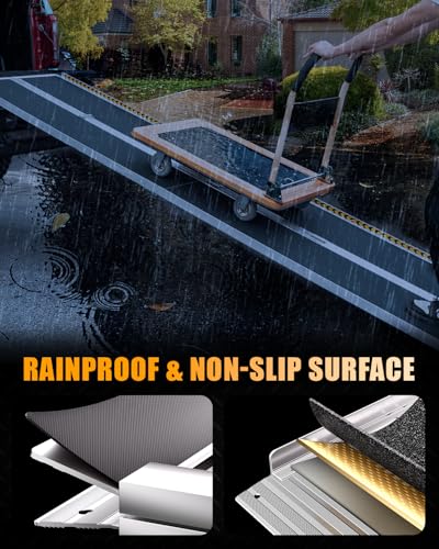 VNN Portable Wheelchair Ramp 10FT, Seamless Non-Slip Aluminum Ramps for Wheelchairs for Home, Wheelchair Ramps for Home Steps, Aluminum Loading Dock Plates, Black - size: 10FT (Usable height 10-30 inch)