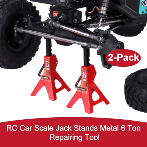 2-Pack RC Car Scale Jack Stands Metal 6 Ton Repairing Tool for 1/10 RC Crawler Truck TRX-4 Trx4 Axial SCX10 Wraith Gelande Tamiya CC01 RC4WD D90