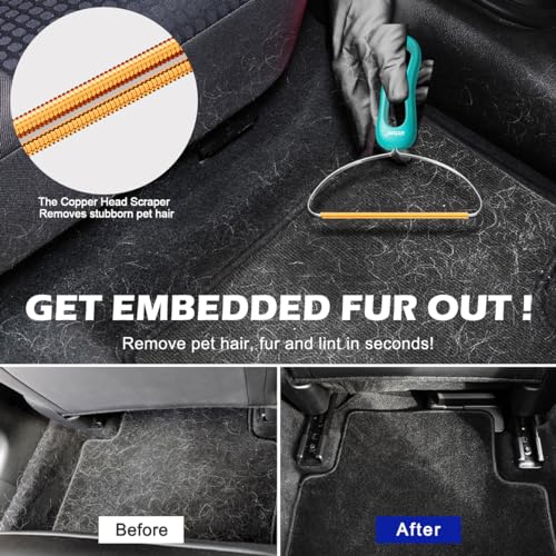 Pet Hair Remover 3-Pack, Dog Cat Hair Remover, Lint Shaver Cleaner Pro, Fur Removal Tool, Portable Carpet Scraper, Fuzz Rollers Hairball Brush for Carpets, Clothes, Car Mats, Couch, Pet Bed, Furniture