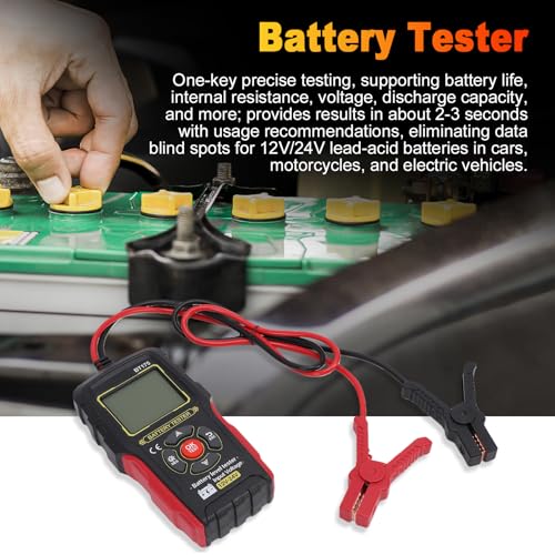 Eujgoov Car Battery Tester, 12V 24V Automotive Battery Diagnostic Tool, 50-1999 CCA Load Capacity, Digital Analyzer Voltage Meter for Cars, Trucks, Motorcycles, SUVs, Boats Use