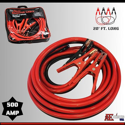 ATE Pro. Tools - 4 Gauge 20 Feet Jumper Cables, Booster Cables for Car, SUV & Trucks Battery, Heavy Duty Automotive Cables for Jump Starting Dead and Weak Batteries, Storage Carry Bag Included
