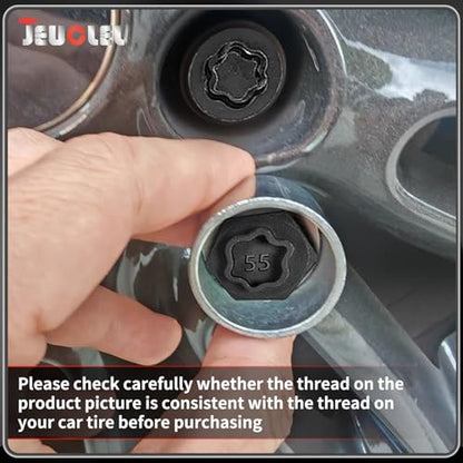 055 Wheel Locking Nut Key Compatible with BMW Series, (Socket OD 27mm - ID 25mm), Wheel Lock Nut Socket Adapter, Wheel Anti-Theft Lug Nut Removal Tool, Anti-Theft Screw Remover - color: Socket 055