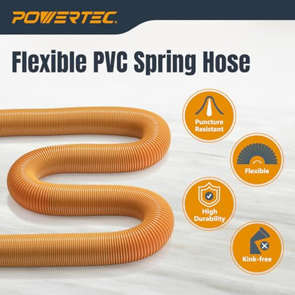 POWERTEC Power Tool Hose Kit with 16’ Vacuum Hose, 4 Quick Change Adapters & Threaded Coupler – Dust Collector Hose Kit for Connecting Table Saw, Power Tools to Shop Vacuums and Dust Collection System - size: 16 Ft. Hose Kit