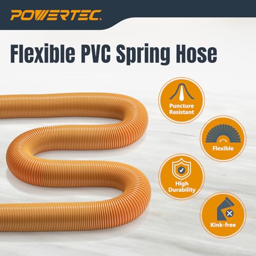 POWERTEC Power Tool Hose Kit with 30’ Vacuum Hose, 4 Quick Change Adapters & Threaded Coupler – Dust Collector Hose Kit for Connecting Table Saw, Power Tools to Shop Vacuums and Dust Collection System - size: 30 Ft. Hose Kit