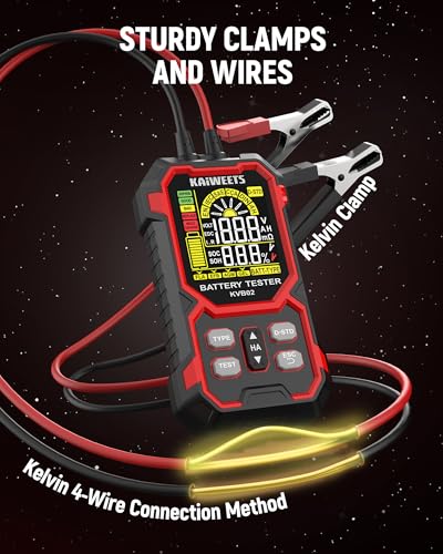 KAIWEETS Car Battery Tester, 12V/24V Automotive Battery Diagnostic Tool, 50-2000 CCA Load Capacity, Digital Battery Analyzer & Voltage Meter for Cars, Trucks, Motorcycles, SUVs, Boats & Marine Use