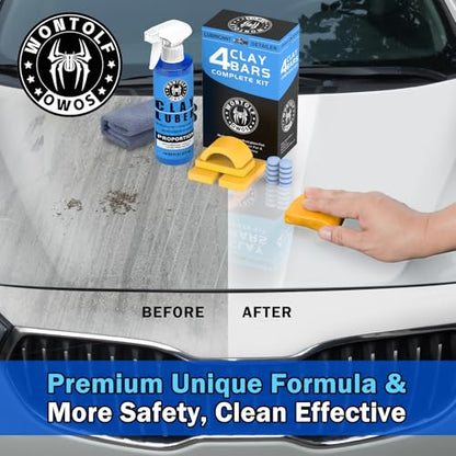 Wontolf Clay Bar Kit, Complete Clay Bars Auto Detailing Clay Luber Lubricant Car Wash Kit, Premium Grade 4 Clay Bars, Lubricant Tablets 10 Pack, Car Detailing Kit for Detailing Cleaning - size: CLAYLUB01