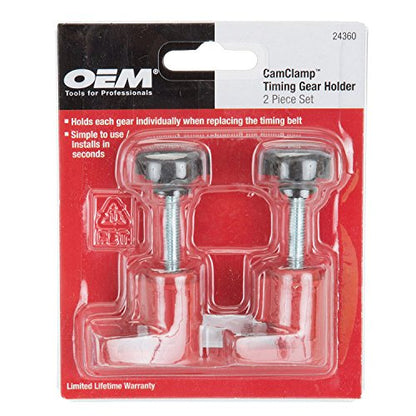 OEMTOOLS 24360 2-Piece Timing Gear Holder Set, Adaptive Dual Clamp for Timing Belt Repair, Engine Sprocket Cam Locks Stabilize Gear for Timing Belt