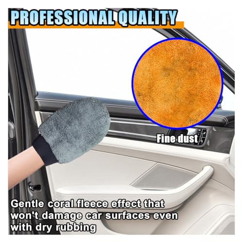 2PCS Coral Fleece Car Wash Mitts, No Scratch Microfiber Wash Mitt Car Cleaning Glove, Reusable Dusting Mitt with Elastic Wrist Cuff for Car Washing and Detailing (Palm Glove) - style: Palm Glove