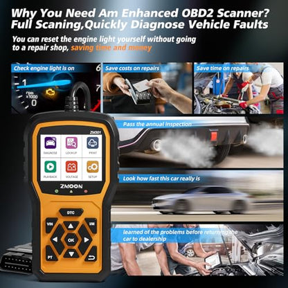 ZMOON ZM301 OBD2 Scanner Diagnostic Tool, Car Code Reader Scan Tools | Enhanced Check Engine Light Clear, Universal OBDII EOBD System Auto Reader for All Vehicles After 1996