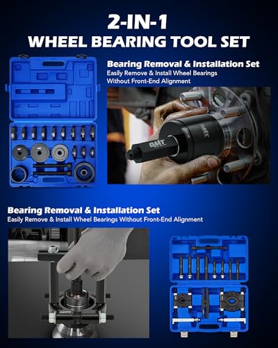Orion Motor Tech 38pc 2-in-1 Bearing Press Kit, Front Wheel Bearing Removal Kit with Sliding Screws Sleeves, 5 T Wheel Bearing Separator Puller Set with 2" & 3" Jaws, Bearing Puller Tool Set with Case | Front Wheel Bearing Removal Kit with Sliding Screws