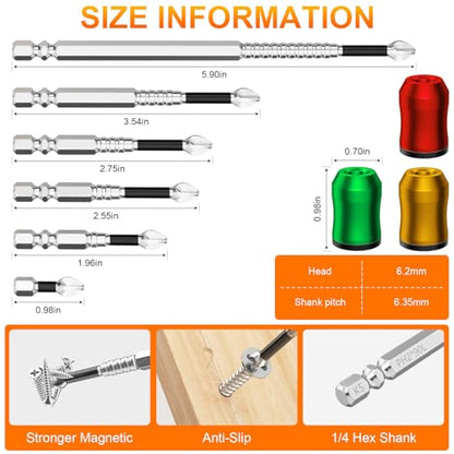 High-Magnetic Screwdriver Drill Bit Set with 3pcs Magnetic Screw Holder- Magnetic Screwdriver Set - Screwdriver Bit Set - Impact Driver Bit Set -25 50 65 70 90 150mm (12pcs+3pcs set) - color: 12pcs+3pcs Set