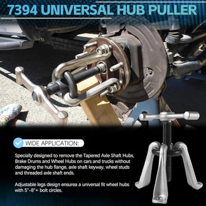 Sunluway Universal 7394 Hub Puller Brake Drum Puller Heavy-Duty Wheel Hub Removal Tool