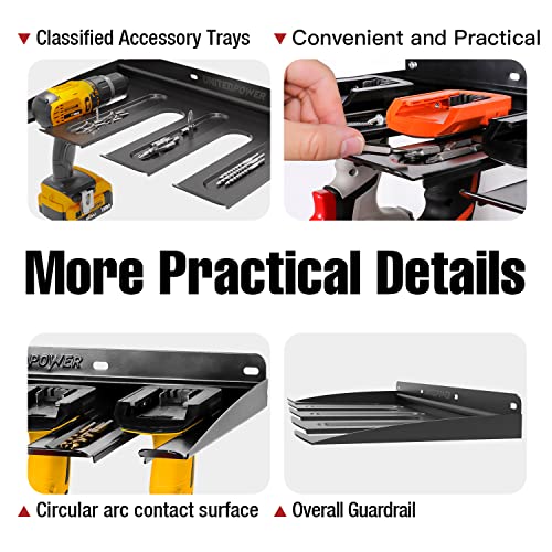 UNITEDPOWER Electric Drill Storage Rack, Holds 4 Drills, Wall Mounted Power Tool Organizer for Battery Powered Hand Tools, Workshop, Shed, Garage, Home (Drill Rack) - style: Drill Rack