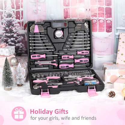 FASTPRO 225-Piece Pink Tool Set, SAE & Metric Mechanics Hand Tool Set with Toolbox, Home/Auto Repairing Tool Kit for DIY, Home Maintenance and Car Repairing