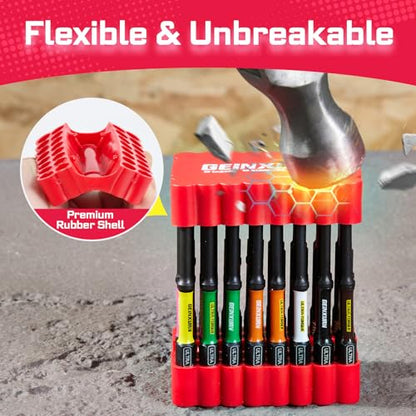 Geinxurn Impact Screwdriver Bits Set, 33 Pieces 3”Multi Head Magnetic S2 Steel Driver Bits PH/SQ/Torx/Pozi With Red Soft Base - color: 75-multi-bit, size: 3"-33PCS