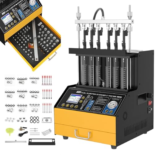 CT500 Fuel Injector Cleaner Tester, 6-Cylinder GDI EFI FSI PIEZO | 15 functions, 12V, 70V and 120V injector drive, color display and 2000ml ultrasonic tank for compatible gasoline injectors.