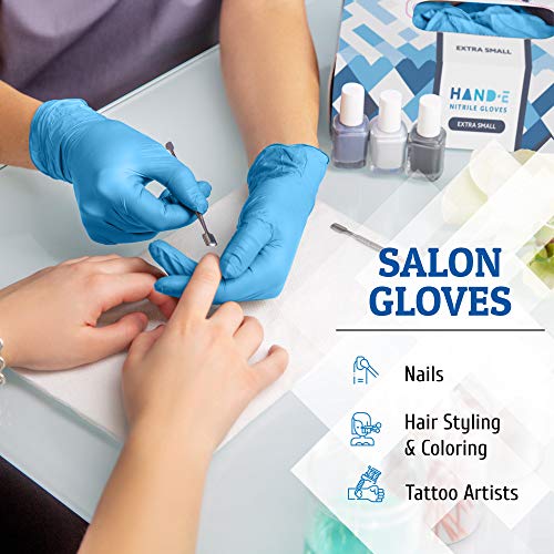 Hand-E Touch Blue Nitrile Disposable Gloves - Latex Free Medical Exam Gloves, Powder Free, Food Safe, Cooking - style: X Large
