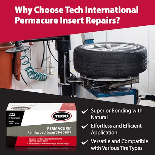 TECH Permacure Inserts – Reinforced Natural Rubber Compatible with Vulcanizing Fluid, Tubeless Sealant, Flat Repair Kits, 3-3/4" (95mm), Blue (Box of 50) for Emergency Puncture Fixes and Patch Kits