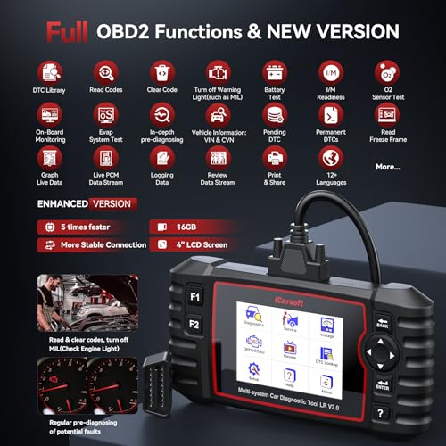 iCarsoft LR V2.0 Enhanced Ver Car Scan Tool for Land Rover/Jaguar and for Benz/Sprinter/Smart, All Systems in-Depth Diagnostic OBD2 Scanner Max 9 Service Battery Test 118 Live Data Fault Code Reader - color: LR V2.0 Enhanced Version