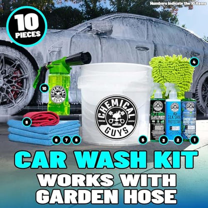 Chemical Guys, 10-Piece Arsenal Builder Car Wash Kit with Foam Gun, 16 oz | Foam gun, bucket and three 16 oz care chemicals, works off any garden hose for thick, gentle, scratch-free suds - style: KIT