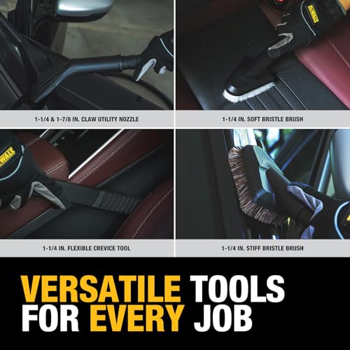 DEWALT 8-Piece Car Detailing Vacuum Hose Accessory Kit, DXVA13-0801 | Compatible with Most Wet and Dry Shop Vacuum, Shop Vac Attachments for Efficient Cleaning