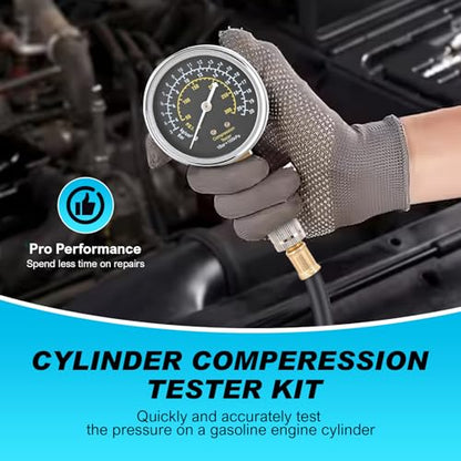 Nilight Engine Compression Tester Kit, 11 PCS with Spark Plug Tester, Automotive Cylinder Pressure Gauge Tool Set for Gasoline Engines - color: 11pcs