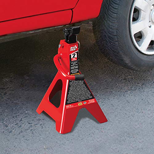 BIG RED T42002A Torin Steel Jack Stands: Double Locking, 2 Ton (4,000 lb) Capacity, Red, 1 Pair - size: 2 Ton, style: Double Locking