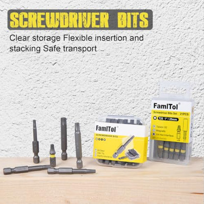 20 PCS T25 Torx Bit Set 1 Inch with an 1 Bit Holder 1/4" Hex Shank | S2 Steel Star Impact Driver Bits, 1/4" Hex Shank Torx Screwdriver Bits for Auto Repair & Deck Building - size: T25-25mm