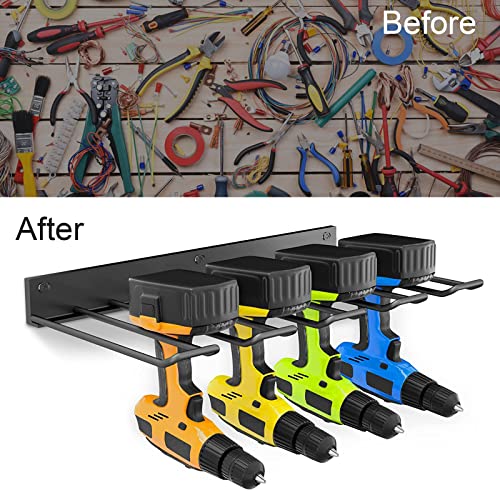 Power Tool Organizer,2PCS Drill Holer Wall Mount Garage Power Tool Storage Rack for Handheld & Power Tools,Metal Drill Holder for Garage Warehouse Shed Shop