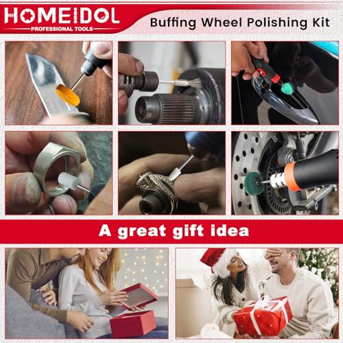 78PCS Buffing Wheel for Dremel Polishing Kit, HOMEIDOL 1/8" Shank Polishing Buffing Wheel for Dremel Tool Accessories with Buffing Compound, Abrasive Wheel Buffing Polishing Wire Brush Polishing Bits