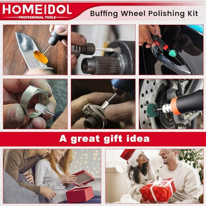 78PCS Buffing Wheel for Dremel Polishing Kit, HOMEIDOL 1/8" Shank Polishing Buffing Wheel for Dremel Tool Accessories with Buffing Compound, Abrasive Wheel Buffing Polishing Wire Brush Polishing Bits