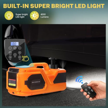 E-HEELP 5 ton Cordless Electric car Jack kit with Hydraulic Lift,Lithium Battery & Double Cylinder air Pump & LCD Touch Screen - Portable car Jack and Stand kit Includes Impact Wrench