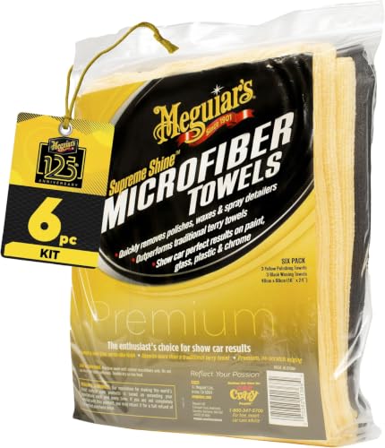 Meguiar's X2025 Supreme Shine Microfiber Towels -6 Count (Pack of 6) - size: 6 Microfiber Towels (Pack of 6)