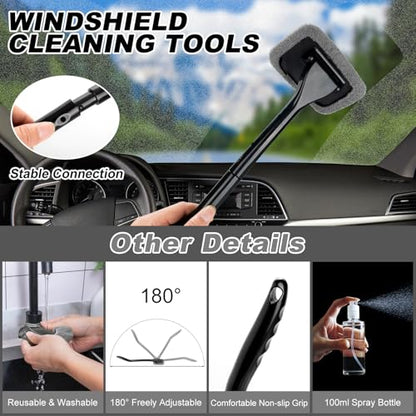 Car Cleaning Kit, Car Vacuum Interior Detailing Cleaner Kit with High Power Handheld Vacuum, Brush Set, Windshield Tool, Duster, Towels, Complete Car Care Tools for Women (Black) - color: Black