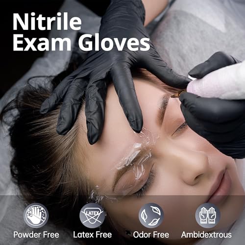 SwiftGrip Disposable Nitrile Exam Gloves, Black Nitrile Gloves Disposable Latex Free for Medical, Cooking & Esthetician - color: 12 Black (Xl, 1000ct)