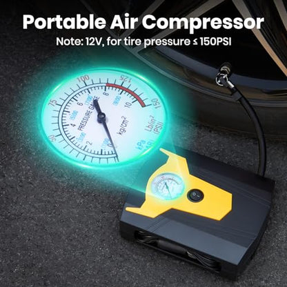STDY Car Roadside Emergency Kit, Vehicle Truck Safety Road Side Assistance Kits Auto Accessory, with Jumper Cables, Portable Air Compressor, etc - size: Essential Kit+Air Compressor