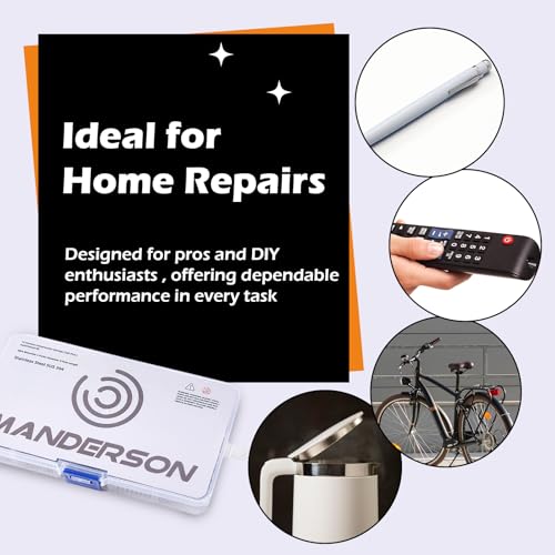 Manderson 185 Pcs Compression Springs Assortment Kit, 13 Different Sizes, Stainless Steel Springs, Mechanical Springs, for Home Repair