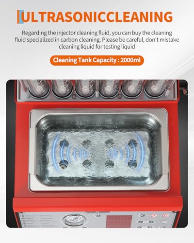 Garvee Fuel Injector Cleaner Tester 6-Cylinder 14 Test Modes 12V, Ultrasonic GDI/Piezo/Motorcycle Injectors, 0-10 bar, 0.1-25ms, Resistance, Leakage, Auto, On-Vehicle Cleaning, Digital Display - size: 6-Cylinder Model， 3-in-1