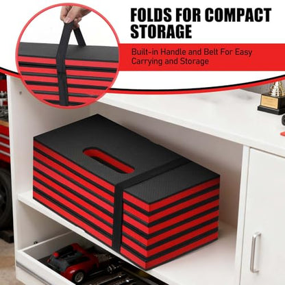 SHENLIU Foldable EVA Utility Mat with Handle, Heavy Duty Mechanic Mat for Kneeling, Workouts, Garages, Gardening, Camping, Picnics, Outdoor Adventures and Home Gyms, Red (46" x 15.8" x 1.1")