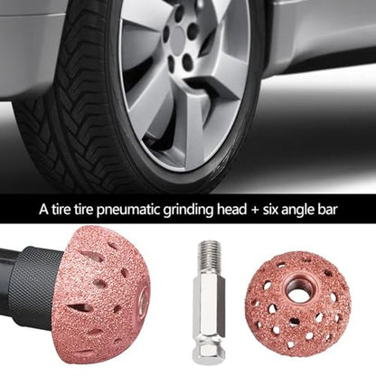 2PCS Low Speed Tire Buffer Wheel, 1.5" /38mm Grinding Wheel Head Tire Patch Roller 3/8"-24 Thread for Drill,70 Coarse Grit Buffing Wheel with Linking Rod Car Glue Tread Sidewall Tire Repair Kit