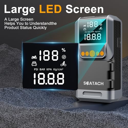 Jump Starter with Air Compressor 8000A 150PSI Car Battery Jump Starter (10.0 Gas/8.0L Diesel), Battery Jumper Starter Portable 12V Jump Box with Jumper Cables, LED Light, LED Display - color: light black