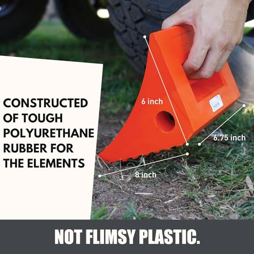 SECURITYMAN Heavy Duty Wheel Chocks (4 Pack) - Durable, Non-Slip, Solid Rubber Wheel Chocks for Boat Trailers, RV, Truck, Camper - Perfect on All Surfaces and in All Weather - (2X Orange & 2X Black)
